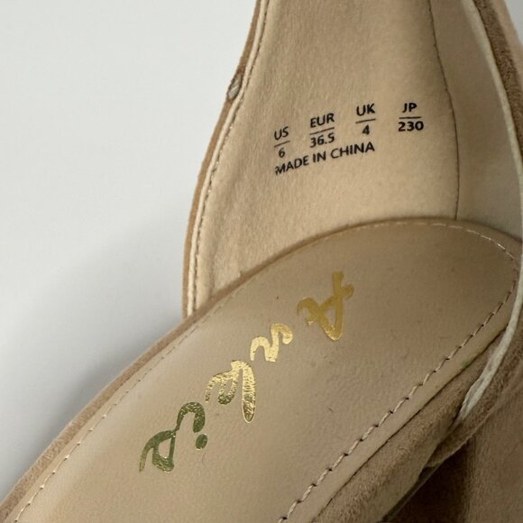 🤎 Beige Faux Suede Platform Block Heel Sandals Heels with Ankle Strap | Size 6 - Picture 6 of 8